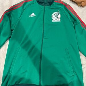 Adidas Men's Green Bomber Jacket with Red Stripes